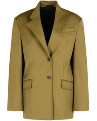 The Attico - Blazer Di Lana Vergine Verde Attico - Lyst