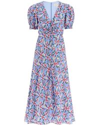 Saloni - 'Lea' langes Kleid in gedruckter Seide - Lyst