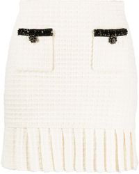 Self-Portrait - Sequin-Embellished Waffle-Knit Miniskirt - Lyst