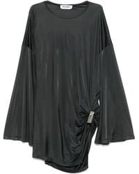 The Attico - Asymmetrical Dress With Draped Bell Sleeves - Lyst