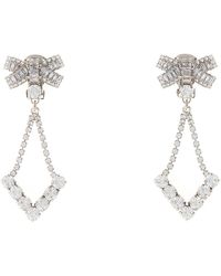 Alessandra Rich - Crystal Earrings With Bow And Pendant - Lyst