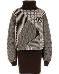 MM6 by Maison Margiela - Embroidered Wool-Blend Mini Sweater Dress - Lyst