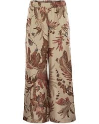 Weekend by Maxmara - Weekend Max Mara Temide Printed Silk Twill Trousers - Lyst