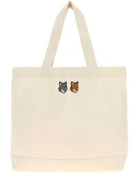 Maison Kitsuné - Cotton Canvas Shopping Handbag With Short Handle - Lyst