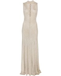 Self-Portrait - Maxi-Avondjurk Met Col En Knopen - Lyst