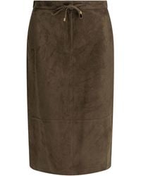 Max Mara - Suède Leren Midi-rok - Lyst