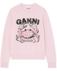 Ganni - Wool Crewneck Sweater - Lyst