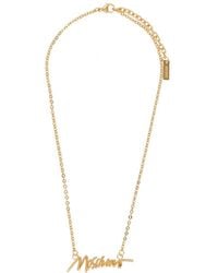Moschino - Logo Necklace Brass Necklaces - Lyst
