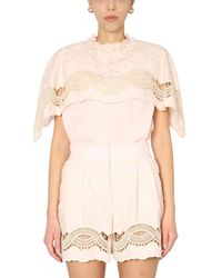 Alberta Ferretti - Embroidered Cape Top - Lyst