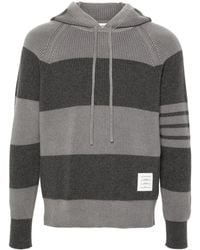 Thom Browne - Striped Knitted Hoodie - Lyst