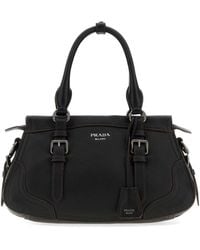 Prada - Black Leather Large Handbag - Lyst