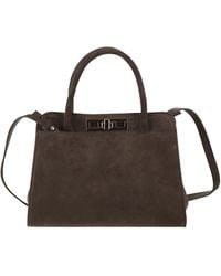 Fabiana Filippi - Suede Leather Top Handle Bag With Shoulder Strap - Lyst