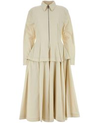 Bottega Veneta - Sand Cotton Blend Shirt Dress - Lyst