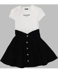 Balmain - Mini Soft Fabric Dress For Girls - Lyst