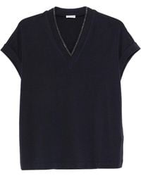 Brunello Cucinelli - Katoenen T-shirt Met V-hals - Lyst