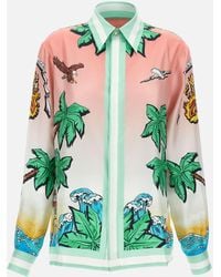 CASABLANCA - Camisa de sarga de seda de Tennis Club - Lyst
