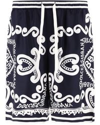 Dolce & Gabbana - Pantalones cortos de seda dolce y gabbana con estampado de puerto deportivo - Lyst