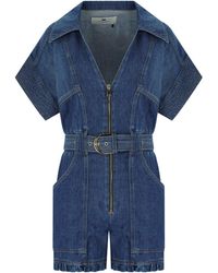 Elisabetta Franchi - Denim Short Jumpsuit - Lyst