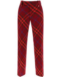 Burberry - Check Wool Pants - Lyst