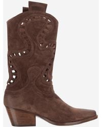 Sartore - Suede Boots With Cut Out Details - Lyst
