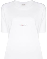 Saint Laurent - Logo Cotton T -shirt - Lyst