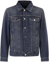 Peserico - Cotton Denim Jacket With Vintage Wash And Tailored Details - Lyst