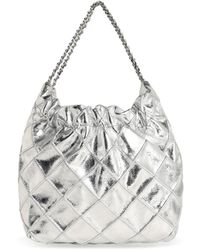 Tory Burch - "Fleming" Mini-Tasche aus silbernem Lear - Lyst