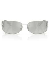 Miu Miu - Sonnenbrille Mua51 S 1 Bc10 Y Silber/Spiegelgrau Damen - Lyst