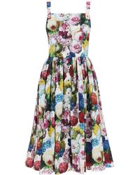 Dolce & Gabbana - Vestido de camisa de estampado de flores nocturno de - Lyst