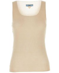 Prada - Sand Cotton Tank Top - Lyst
