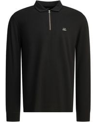 C.P. Company - Half Zip Polo Shirt With Logo - Lyst
