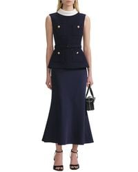 Self-Portrait - Self Portrait Boucle Sleeveless Midi Dress - Lyst
