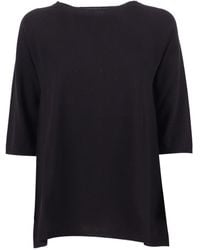 Kangra Cashmere - Seamless Cotton Round Neck Top - Lyst