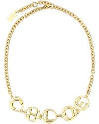 Chloé - Golden Logo Script Choker Necklace - Lyst