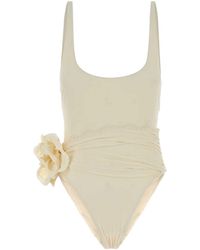 Magda Butrym - Cream Stretch Nylon Blend Swimsuit - Lyst