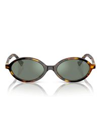 Miu Miu - Sonnenbrille Mu04 Zs Vau04 M Brauner Honig/Grüner Silberspiegel für Damen - Lyst