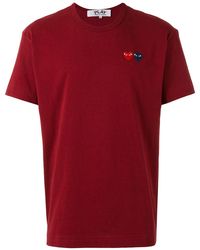 COMME DES GARÇONS PLAY - U T-Shirt Double Burgundy Emblem Knit Axt226051 - Lyst