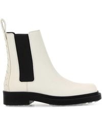 Bottega Veneta - Ivory Leather Chelsea Ben Ankle Boots - Lyst