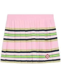 CASABLANCA - Pleated Mini Skirt With Striped Pattern - Lyst