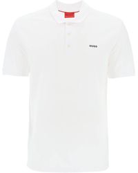 HUGO - Cotton Piqué Donos Polo Shirt - Lyst