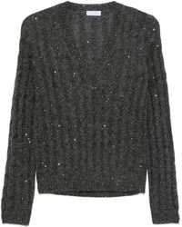 Brunello Cucinelli - Wool V-Necked Jumper - Lyst