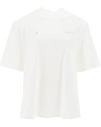 The Attico - Het Attico Kilie Oversized T -shirt Met Gewatteerde Schouders - Lyst