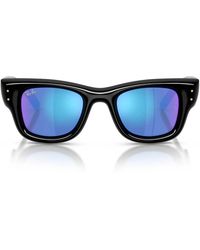 Ray-Ban - Sonnenbrille Rb4940 601/55 Wayfarer Puffer X Asap Rocky Schwarz/Blau verspiegelt Unisex - Lyst