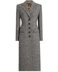 Dolce & Gabbana - Abrigo De Botonadura Sencilla De Lana En Chevrón - Lyst
