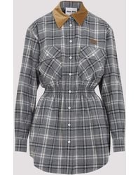 Miu Miu - Checkered Cotton Dress - Lyst