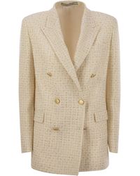 Tagliatore - Double-Breasted Cotton-Blend Blazer - Lyst