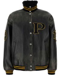 Prada - Leather Bomber Jacket - Lyst