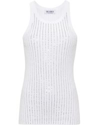 The Attico - Rhinestone-Embellished Cotton Tank Top - Lyst