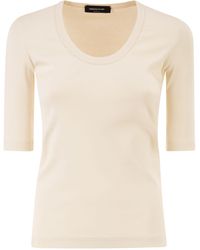 Fabiana Filippi - Stretch Cotton Jersey Top With Round Neckline - Lyst