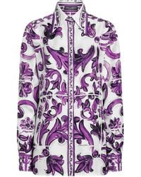 Dolce & Gabbana - Majolica-Print Silk Twill Shirt - Lyst